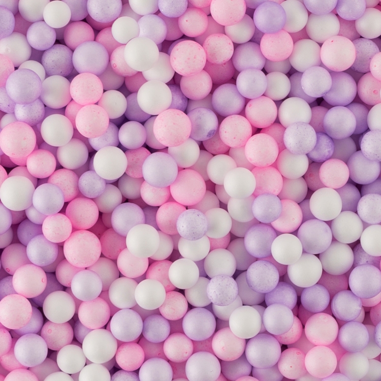 Шарики пенопласт, Цветной микс, Розовый/Сиреневый, Макарунс